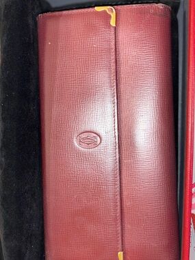 Cartier Wine and Gold Leather Wallet